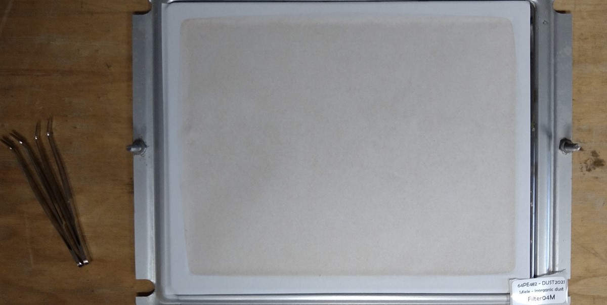 Orange-coloured filters from the high-volume dust collectors